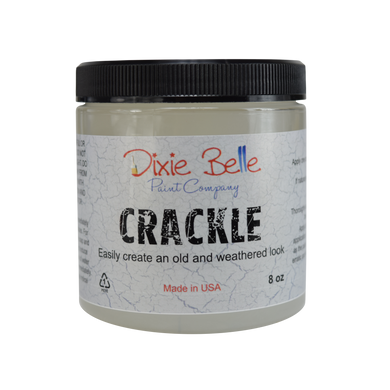 Crackle easily creates that aged, cracked effect on your project.  The cracking process begins as the paint dries.  Use on corners of your piece to add subtle character or on an entire piece for a bold crackled look!